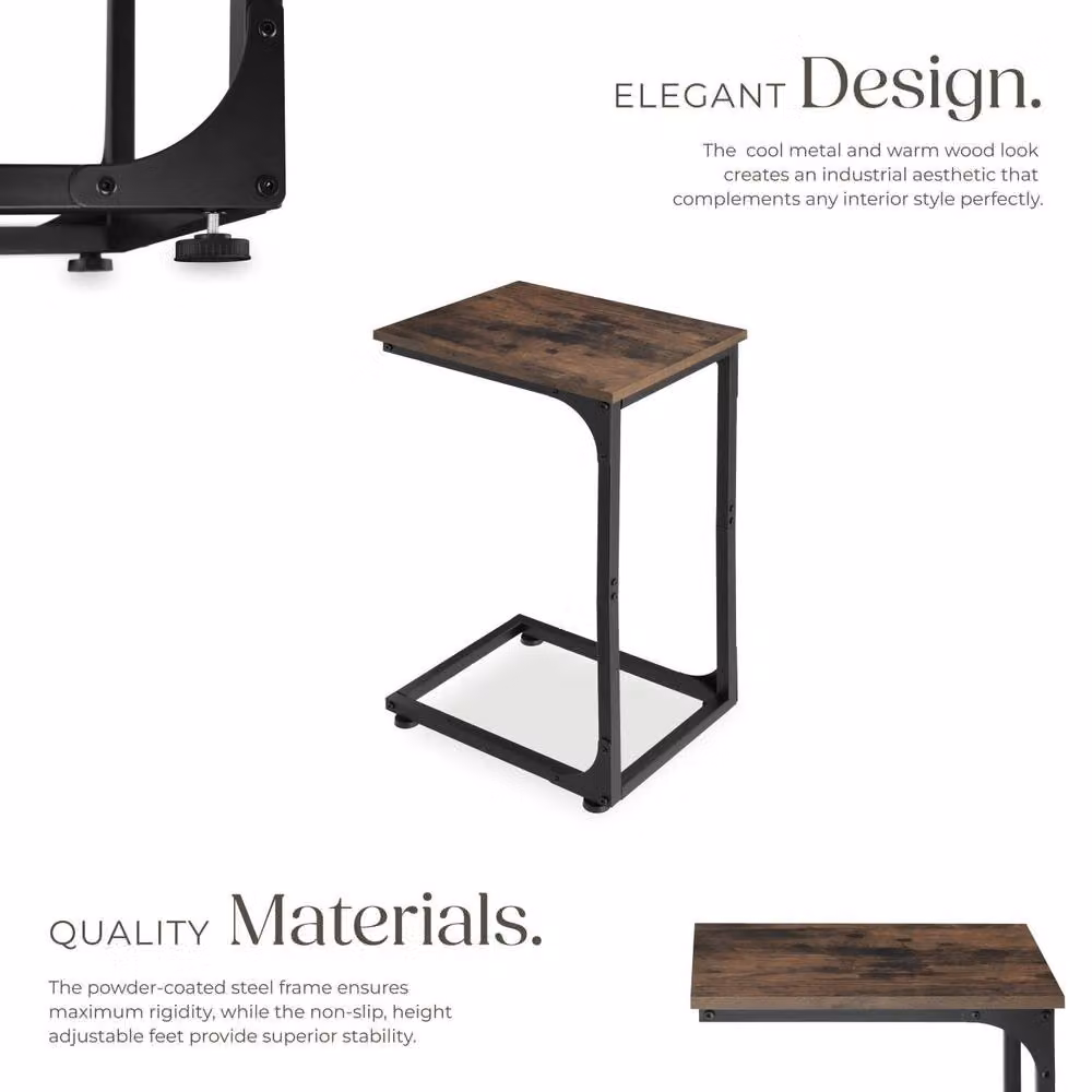 tectake Erie Industrial Style Bedside Table in Dark Brown, W/D/H: 40 x 30 x 63 cm – 3