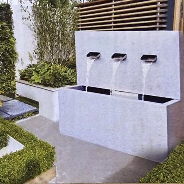 Tranquility Triple Zinc Blade Modern Metal Water Feature - Grey