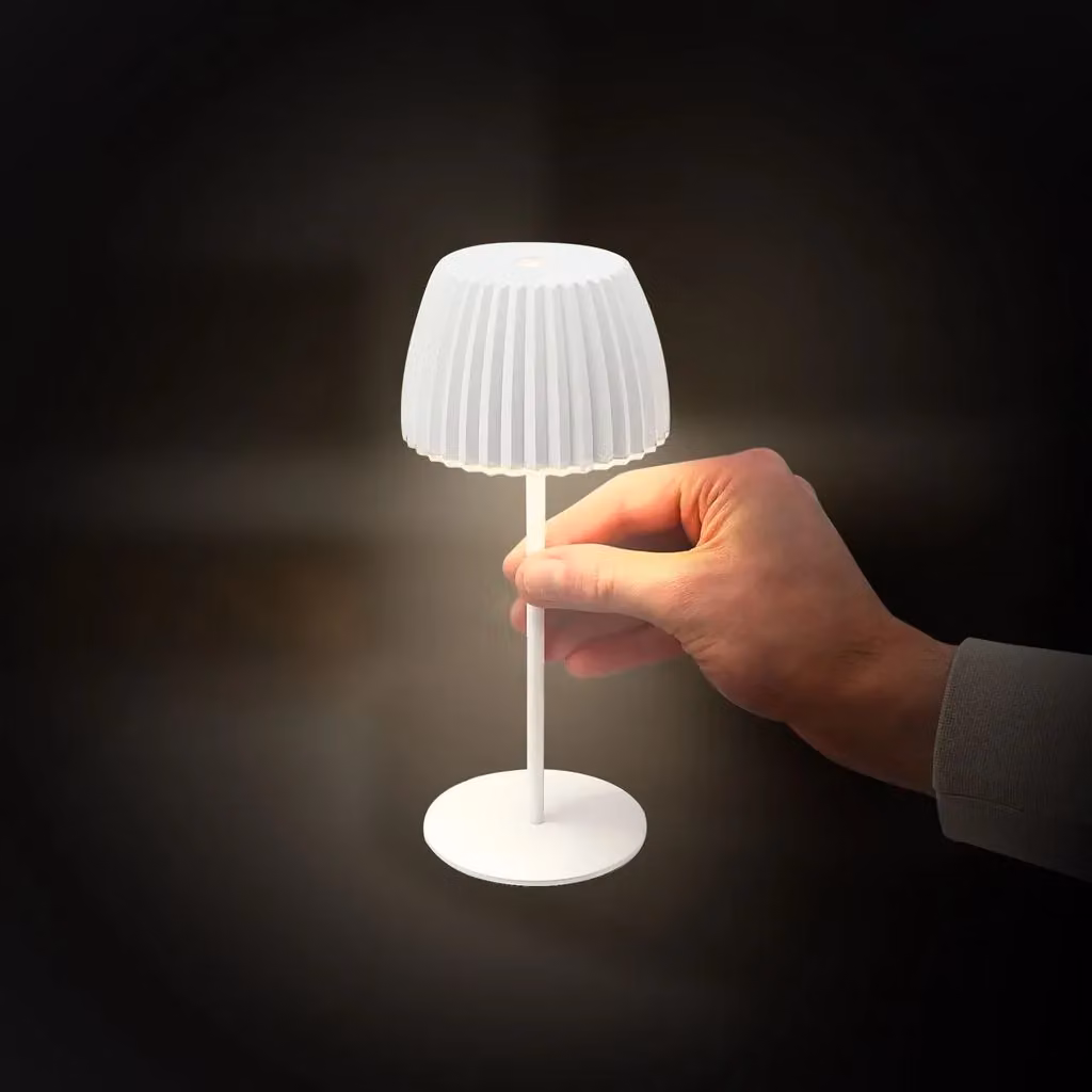 Briloner Riffle Mini Rechargeable LED Table Lamp, White, W/D/H: 8.5 x 8.5 x 20 cm – 3