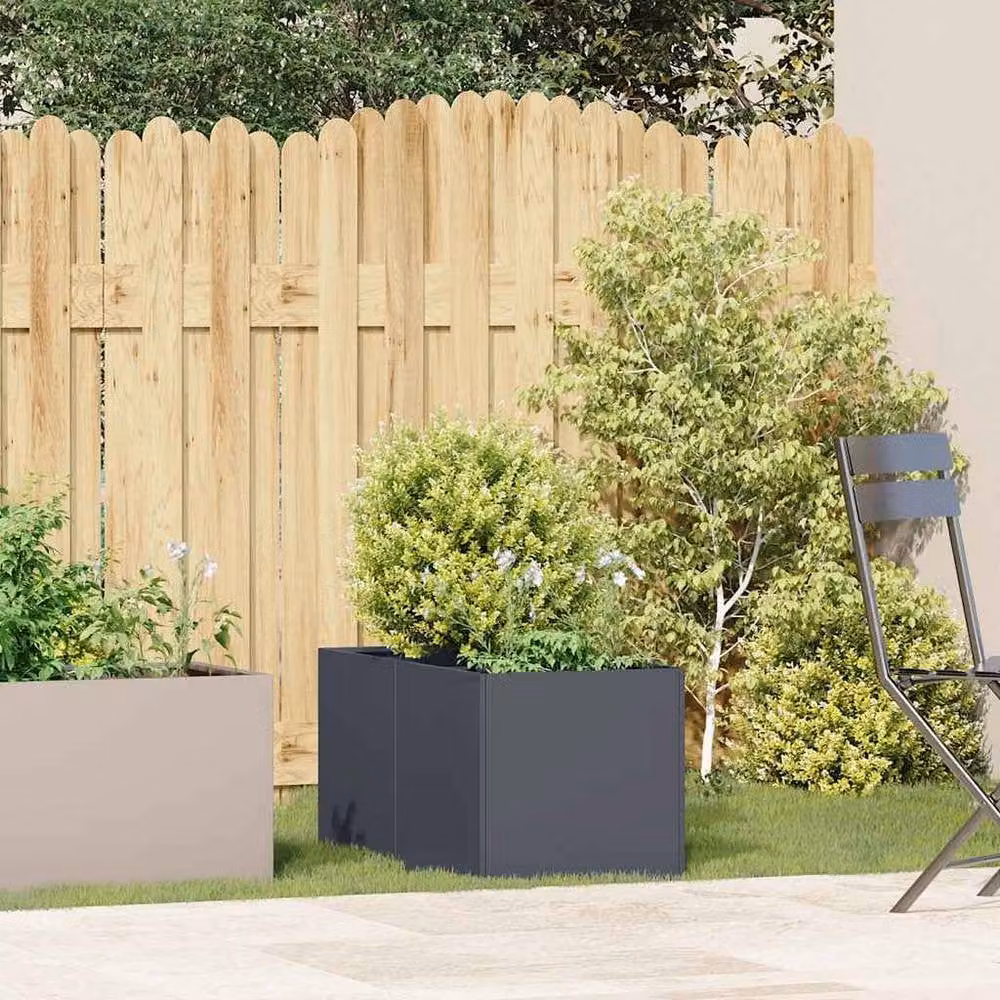 Berkfield Home Anthracite Steel Planter Tub, W/D/H: 80 x 40 x 40 cm – 3