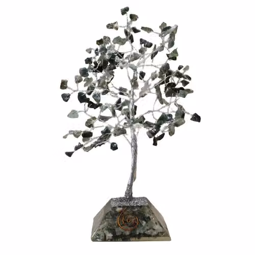 KDMD Moss Agate Gemstone Tree with Organite Base in Green – 2