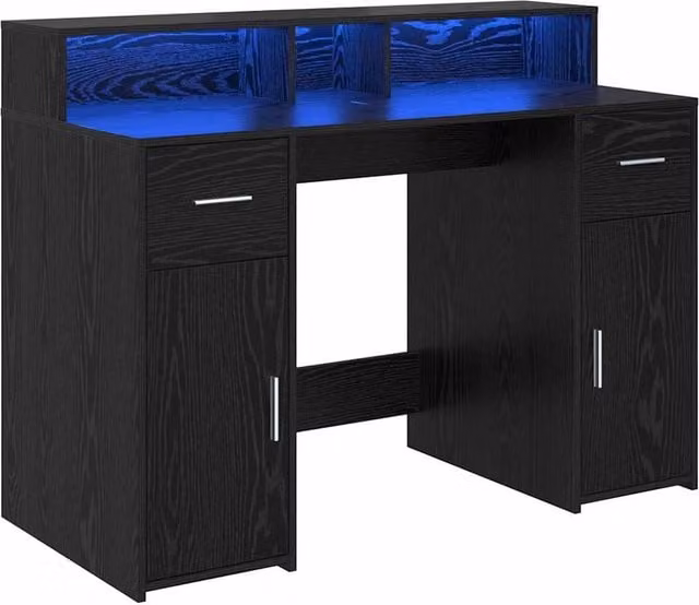 Berkfield Modern Writing Desk in Black Oak and Brown MDF, W/D/H: 120 x 55 x 91 cm – 1