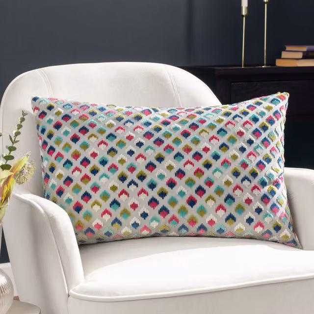 Paoletti Lexington Multicolour Velvet Jacquard Rectangular Cushion, W/D/H: 40 x 40 x 4 cm – 3