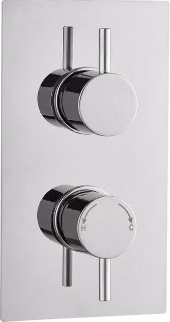 Bathroom Kingdom Menai Chrome Round Thermostatic 2-Outlet Shower Valve in Silver