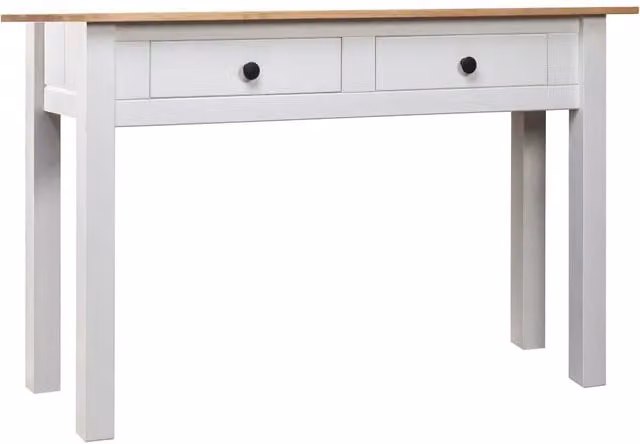 Berkfield Home Panama White Solid Pine Wood Console Table W/D/H: 110 x 40 x 72 cm