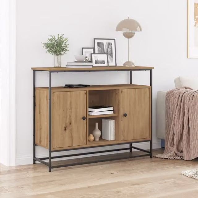 Berkfield Home Artisan Oak Sideboard in Brown, W/D/H: 100 x 35 x 80 cm