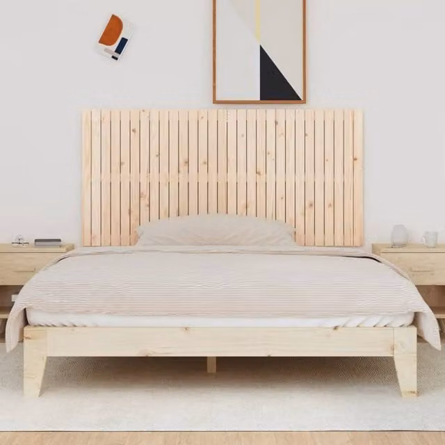 Berkfield Home Wall Headboard in Natural Solid Pine, W: 185 cm, D: 3 cm, H: 90 cm