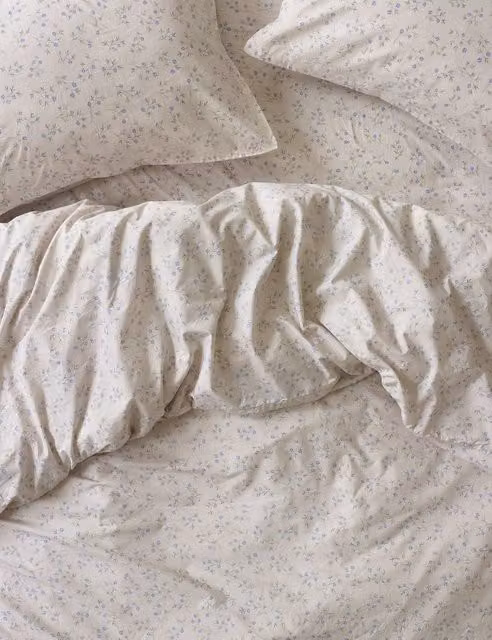 Piglet in Bed Pure Cotton Spring Sprig Floral Duvet Cover in Sand, Beige and Multicolour