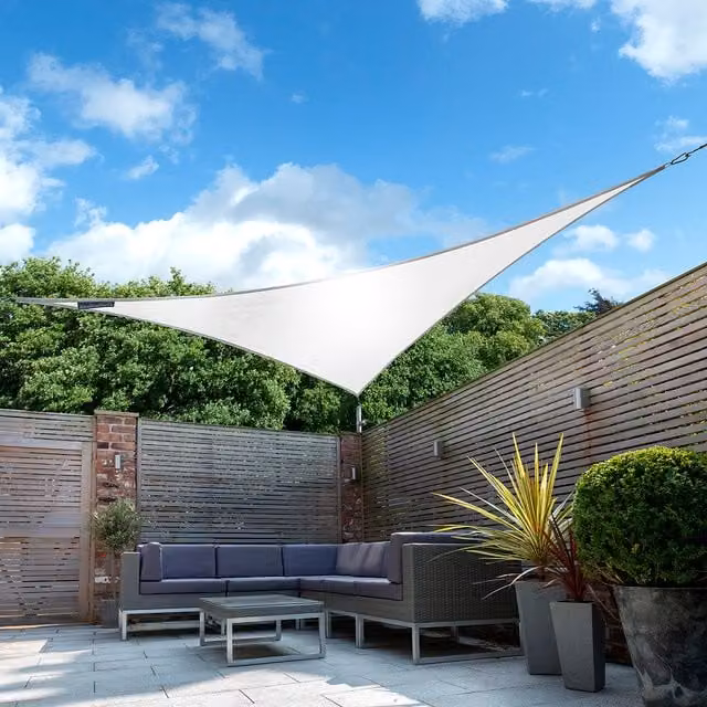 Kookaburra Waterproof Triangle Sun Shade Sail, UPF 50, White, 5m