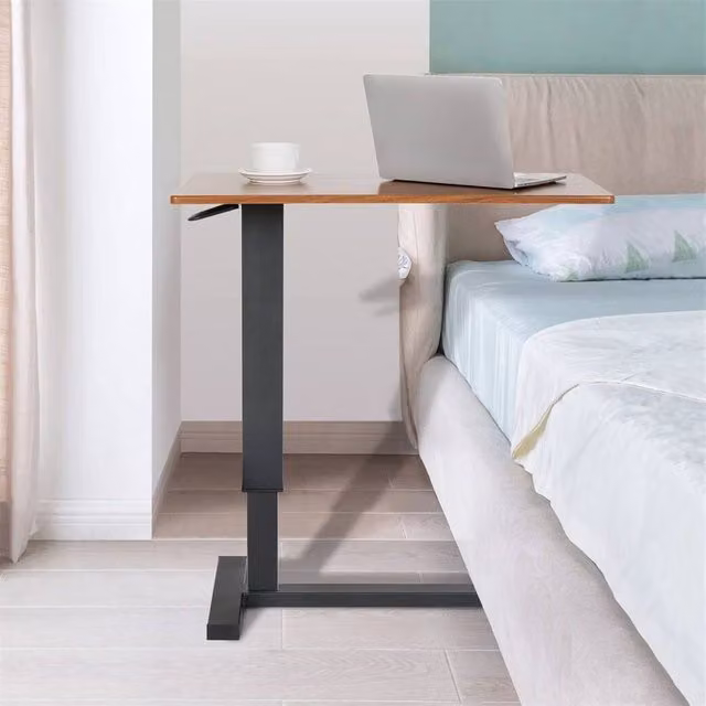 FORGEVIO Height Adjustable Mobile Overbed Laptop Trolley Desk with Manual Crank and Castors – 1