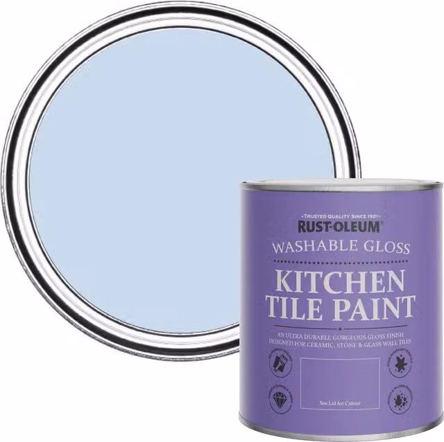 Rust-Oleum Water-Based Kitchen Tile Paint in Gloss Finish, Blue Sky, 0.75 l