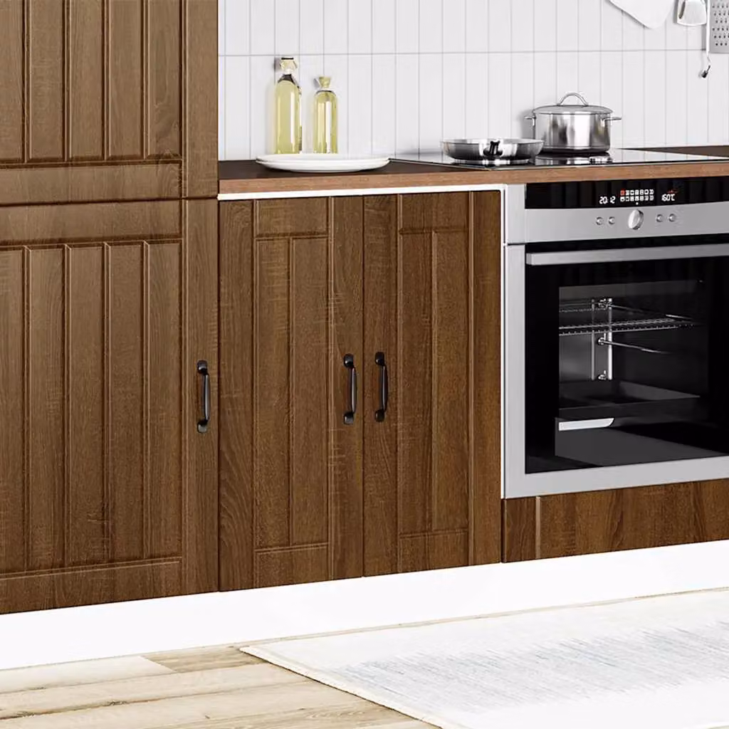 Berkfield Home Lucca Freestanding Kitchen Sink Base Unit in Brown Oak Matt Engineered Wood – 2