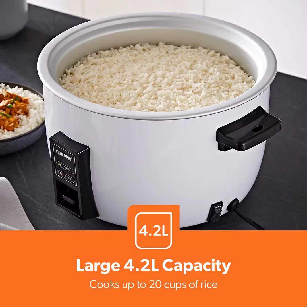 Geepas Commercial Rice Cooker, 4.2L, 1600W, White – 3