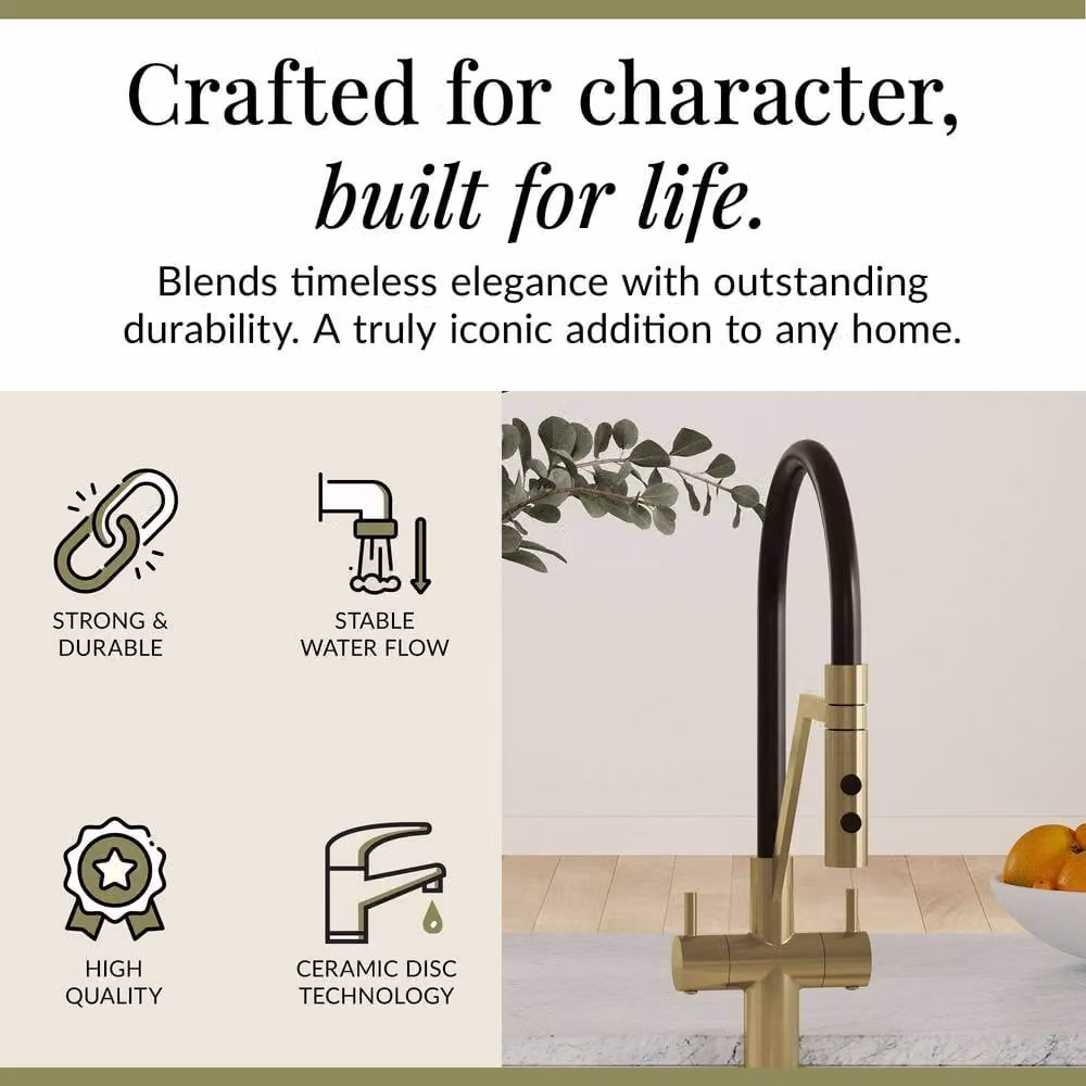 Balterley Rana Dual Lever Kitchen Mono Mixer Tap in Brushed Brass – 2