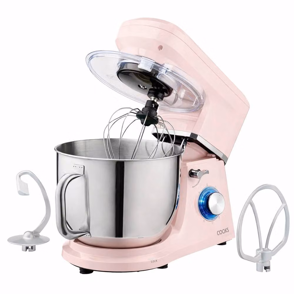 Cooks Professional Stand Mixer 1200W with 6 Speeds and Pulse Function, 7L Stainless Steel Mixing Bowl, Pink – 2