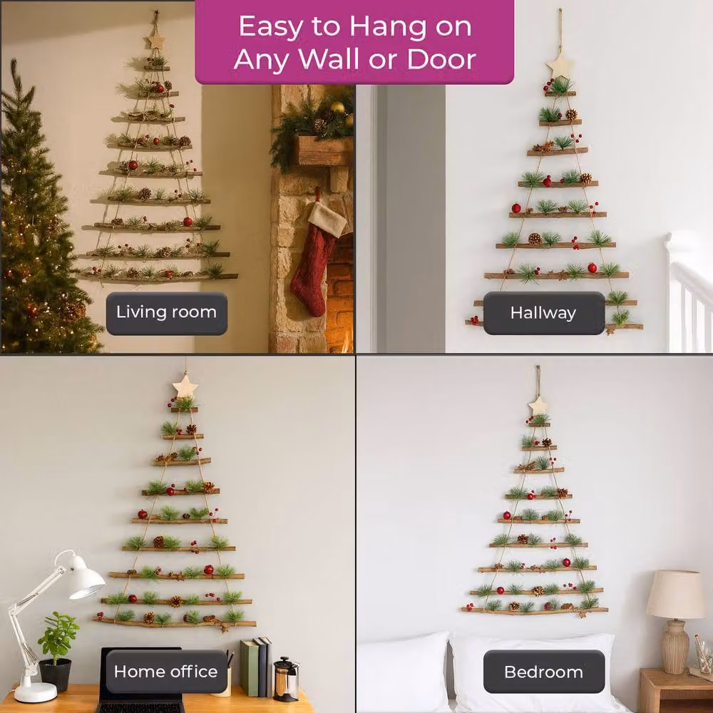 Neo Hygge Wooden Hanging Wall Christmas Tree in Brown, Red and Green – 5