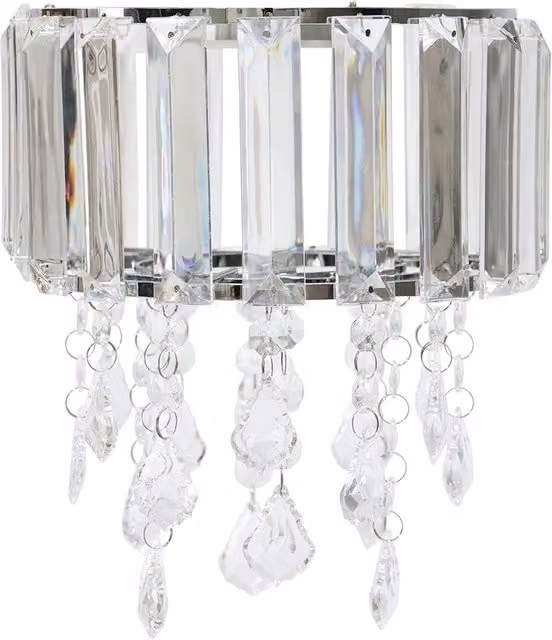 ValueLights Mabel Clear Acrylic Jewel Droplet Drum Ceiling Light Shade in White and Transparent