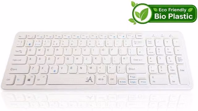 Accuratus Bioplastic 960 Multidevice Wireless Bluetooth and RF Full Size Keyboard - Forest Green and Chalk White