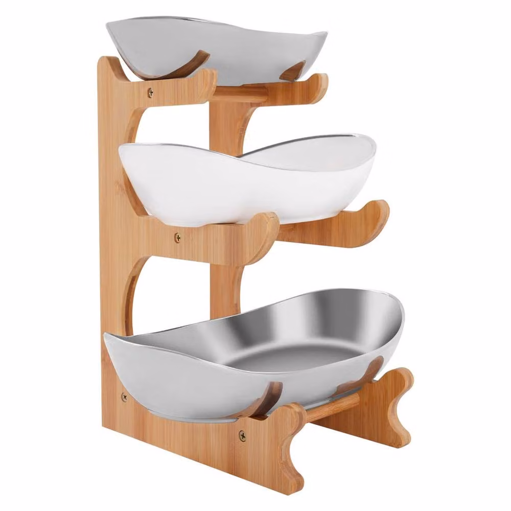SPETLEK 3 Tier Modern Ceramic Fruit Stand Storage Holder in Silver – 2