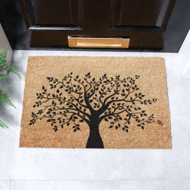 Artsy Mats Tree of Life Brown Coir and Natural Rubber Non-Slip Weatherproof Doormat