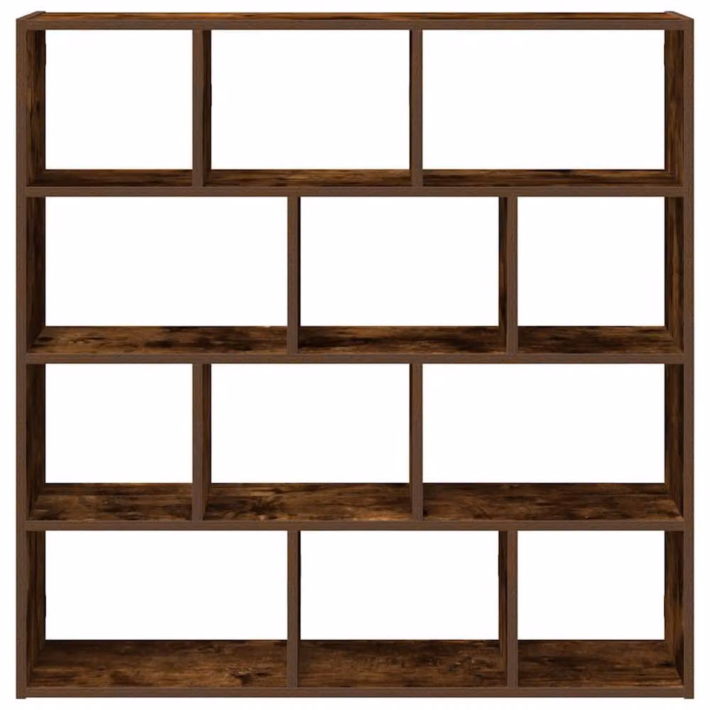 Berkfield Home Wall Mounted 12 Compartment Cube Shelf in Smoked Oak Brown Engineered Wood – 4