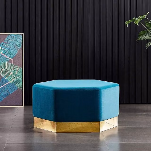 Life Interiors Amore Modern XL LUX Velvet Pouffe Footstool in Yellow