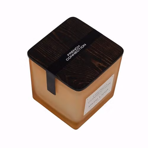 French Connection Apricot Glow Scented Candle in Orange Frosted Glass Jar with Wooden Lid – 2