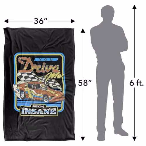 Steven Rhodes You Drive Me Insane Super Soft Fleece Throw Blanket, Multicolour, W/D/H: 91 x 147 cm – 6