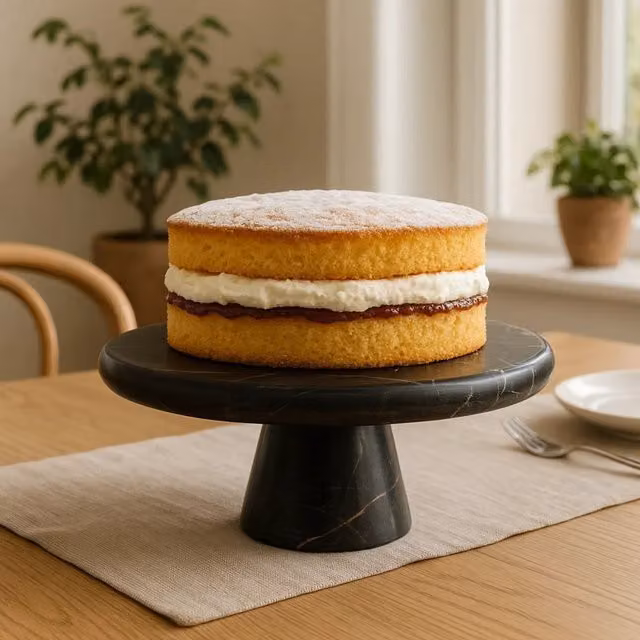 Orsina Marmore Round Black and Gold Marble Cake Stand – 2