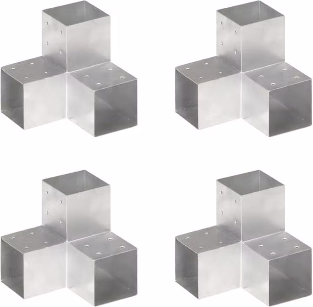 Berkfield Home Y Shape Post Connectors, 4 Pack, Galvanised Steel, Silver, 10.1 cm – 1