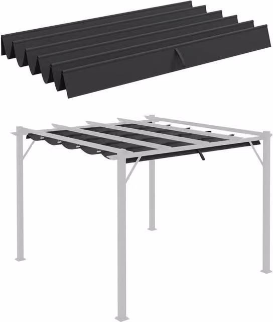 Outsunny Matteo Dark Grey Retractable Pergola Canopy Replacement Fabric, Polyester, W/D: 250 x 255 cm
