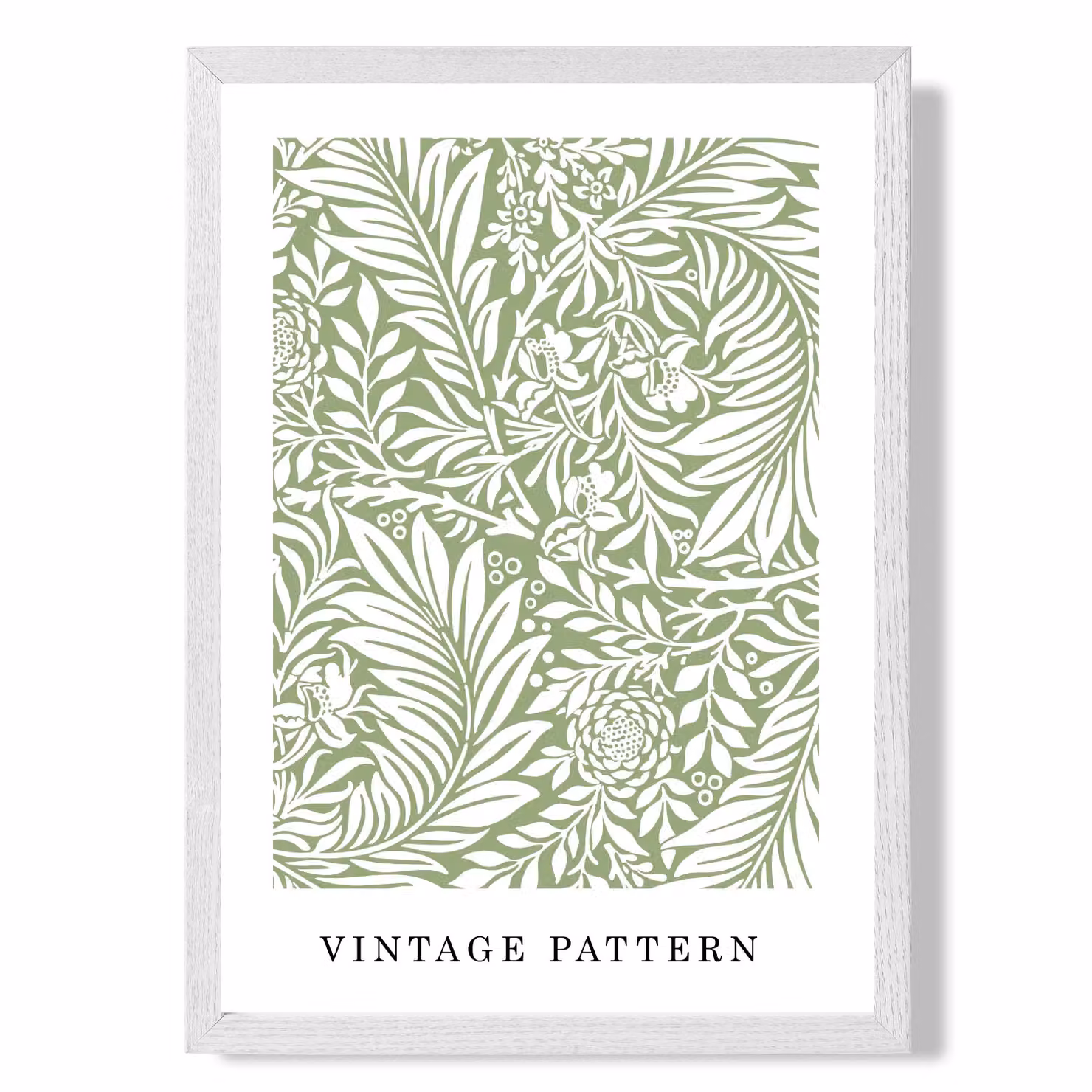 ARTZE William Morris Green Floral Art Print with White Frame, A4 – 2