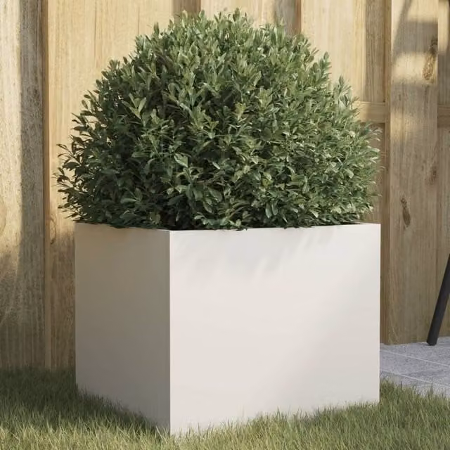Berkfield Home White Steel Planter Tub W: 32 cm, D: 30 cm, H: 29 cm – 1