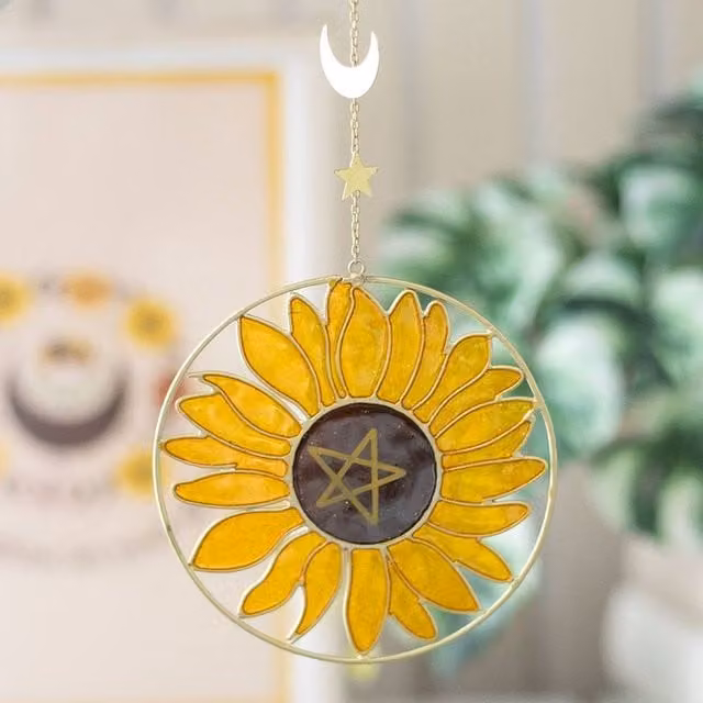 Uniqueful Bee Radiant Sunflower Suncatcher in Yellow