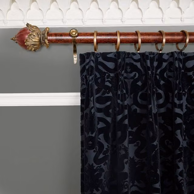 House of Hackney Anaconda Black Velvet Opaque Fabric Curtain Panel