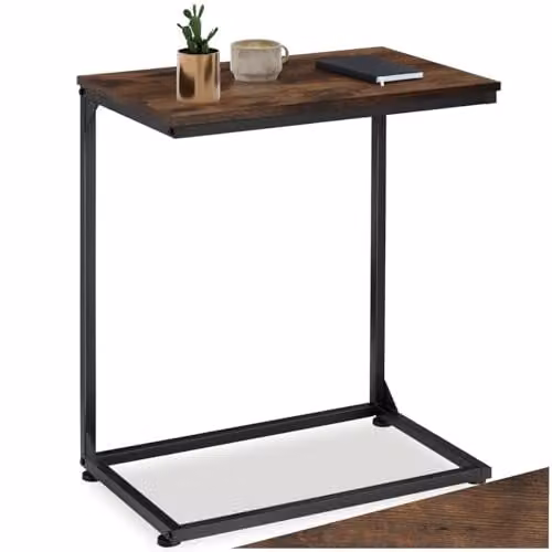 tectake Cardiff Industrial Style Bedside Table in Black and Brown, W/D/H: 55.5 x 35 x 67 cm – 1