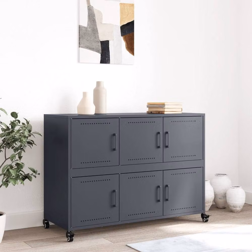 Berkfield Home Industrial Metal Sideboard in Anthracite Grey, W/D/H: 100.5 x 39 x 72 cm – 3