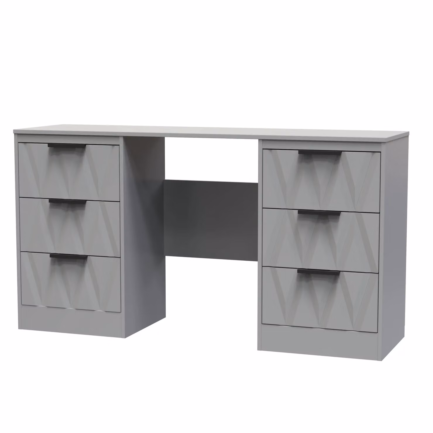 Ready Assembled 2 U Washington 6 Drawer Kneehole Desk in Grey – 2