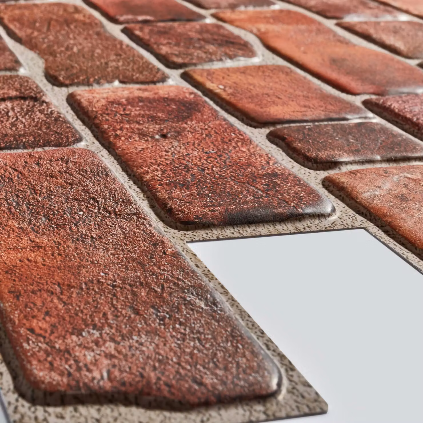 Novecrafto Self Adhesive 3D Wall Panels in Red Stone Look, 6 Sheets, W: 96 cm, H: 48 cm – 3