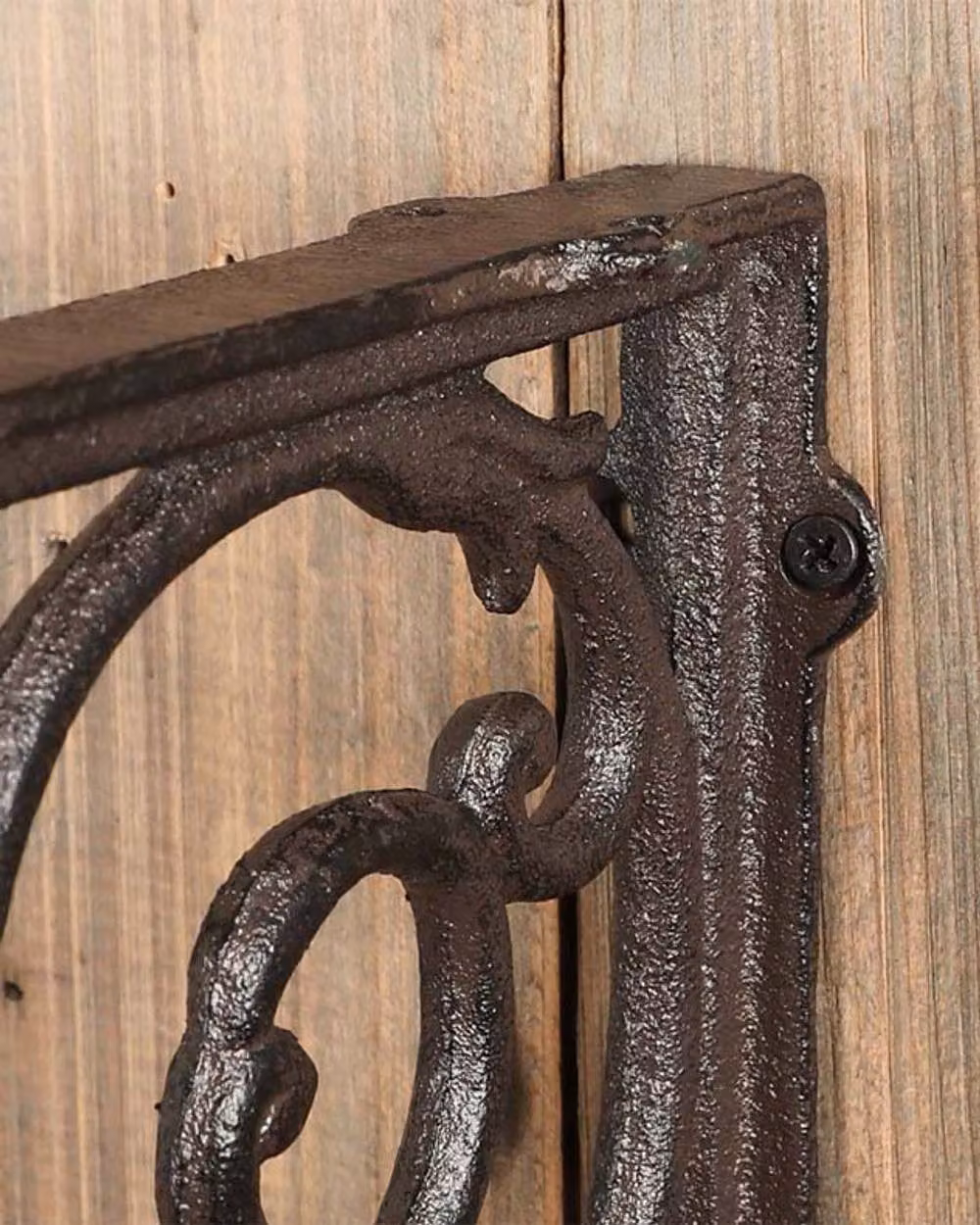 Dibor Set of 2 Vintage Ornate Cast Iron Outdoor Garden Basket Wall Brackets in Brown – 4