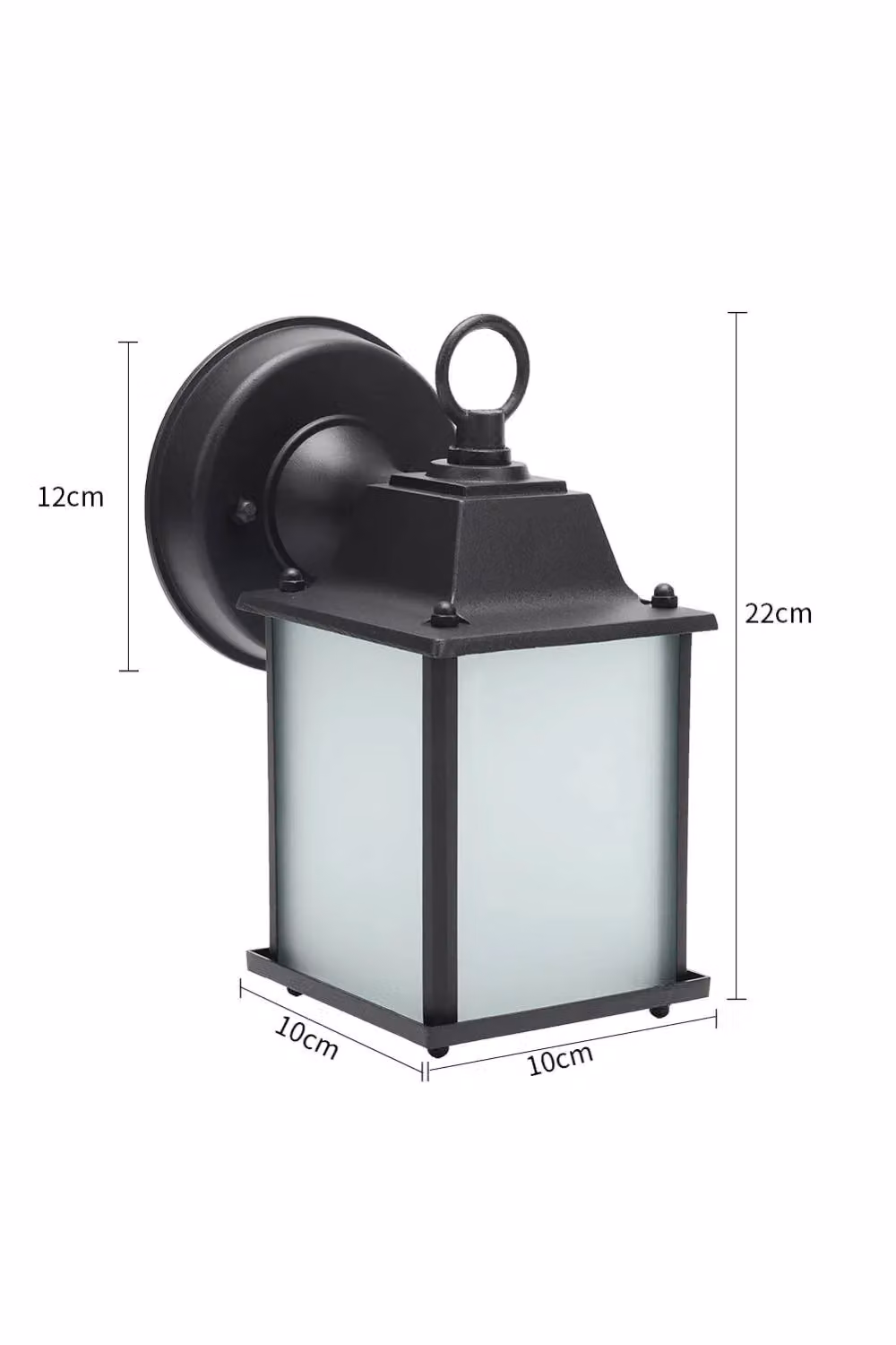 Living and Home Black Metal and Glass E27 Outdoor Waterproof Wall Lantern – 4