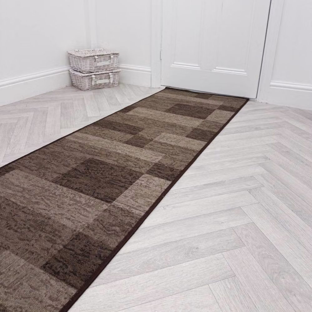 runrug Icona Hallway Runner Rug in Dark Brown, Non-Slip and Hardwearing, W: 80 cm, L: 180 cm – 5