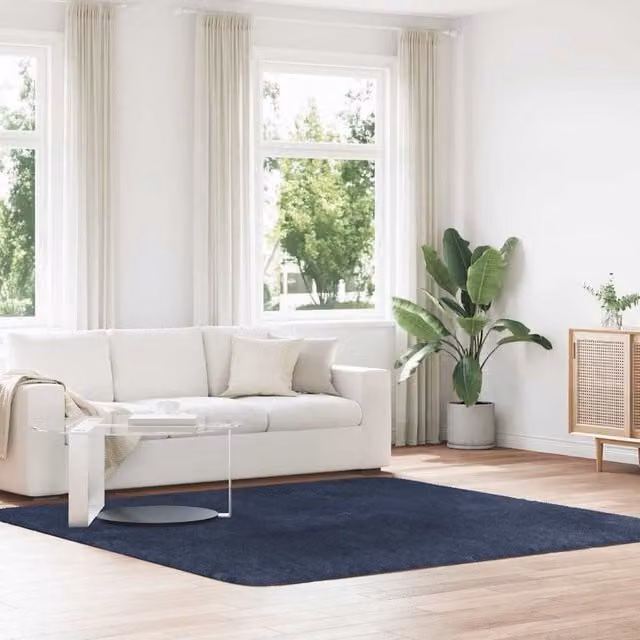 Berkfield Home NAVARRA Shaggy High Pile Rug, Blue, W/D/H: 240 x 240 x 1 cm