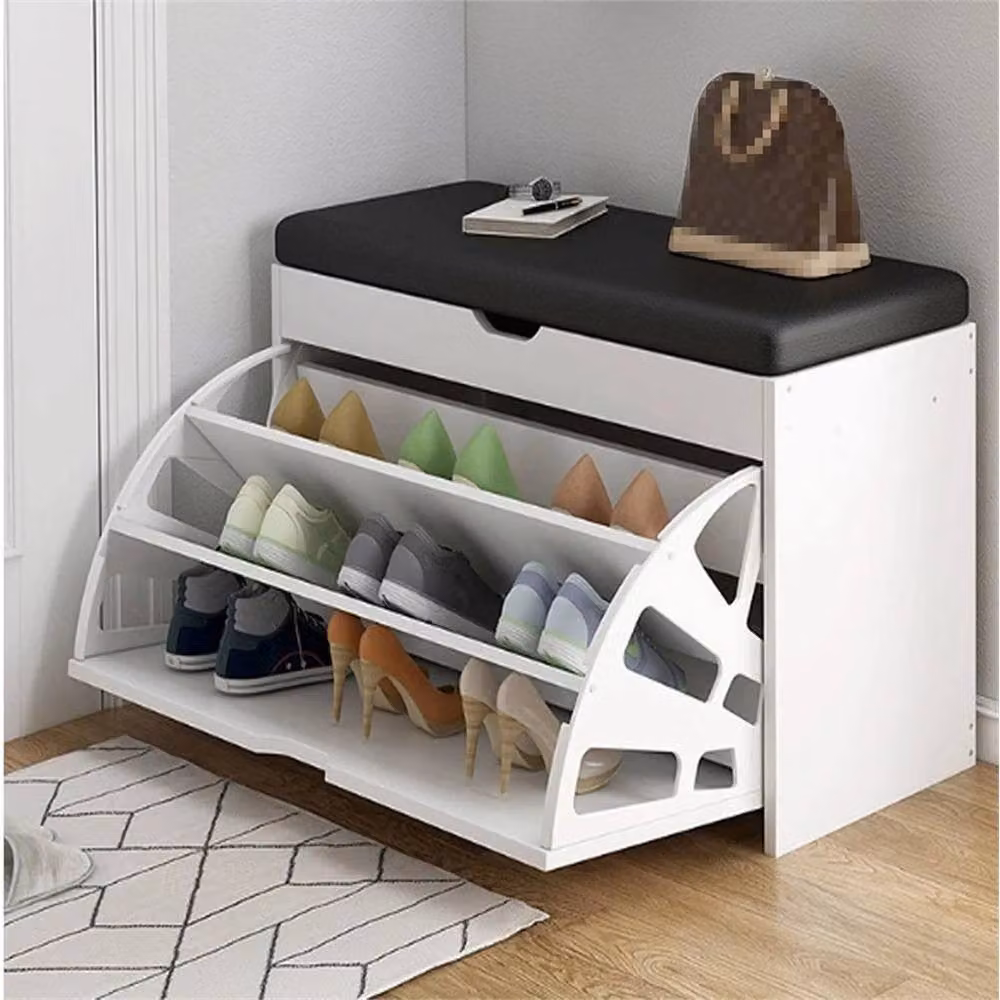 EONLION Modern White Synthetic Leather Shoe Rack Bench, Width: 100 cm – 3