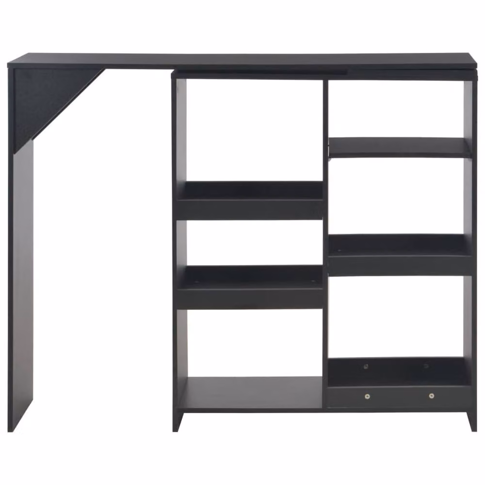 Berkfield Home Bar Table with Moveable Shelf, Black, W: 138 cm, D: 39 cm, H: 110 cm – 3