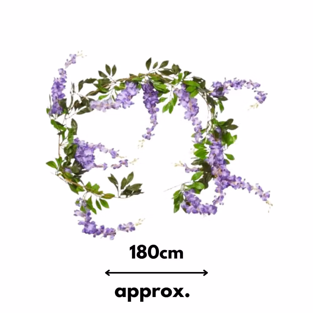 Marco Paul Summer Wisteria Floral Hanging Garland in Purple, 180 cm – 2