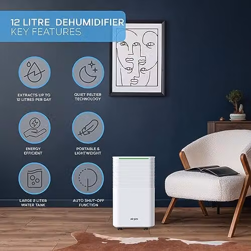 Air Pro Digital Dehumidifier with WiFi App Control, 12L/Day Capacity and 2L Water Tank, White – 2