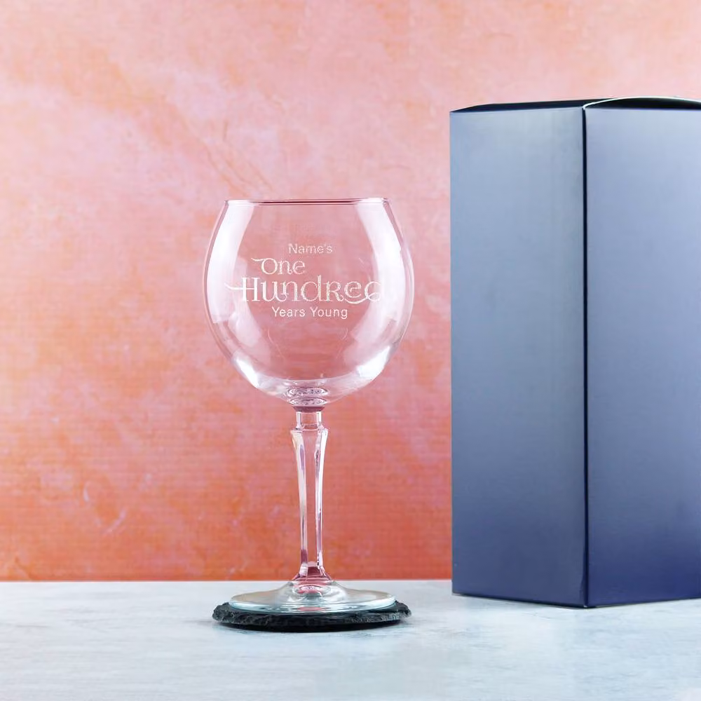 Uniqueful Personalised 100th Birthday Hudson Gin Cocktail Glass in Clear – 2