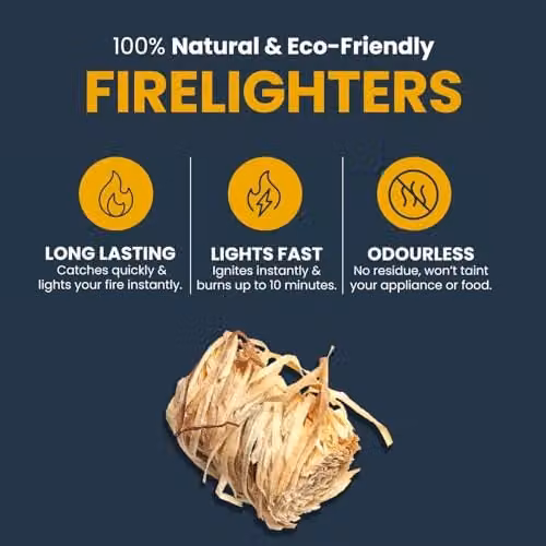 Ecoblaze 200 Natural Brown Firelighters for Fireplaces, Stoves, Wood Burners and BBQs – 2
