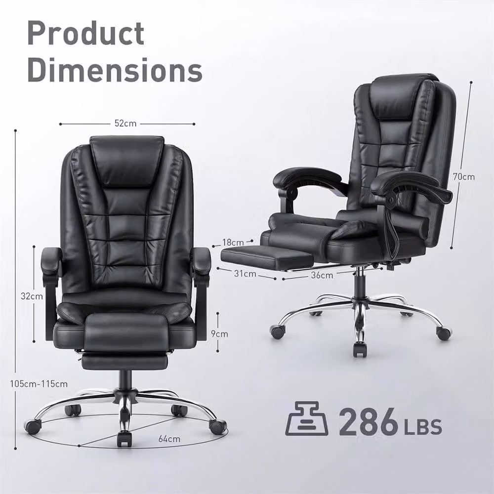 Havendro Ergonomic Black Faux Leather Gaming and Executive Office Chair with Headrest and Armrests – 2